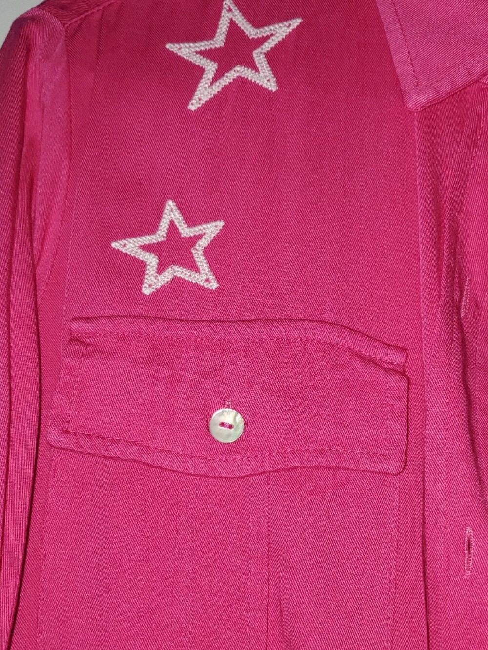 Pink Star-Embroidered Button-Up Blouse - Picture 4 of 9